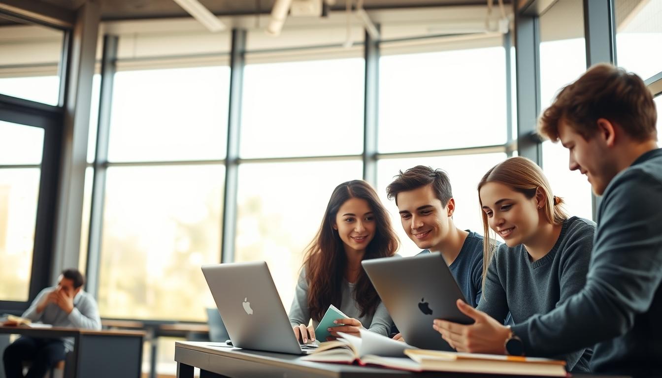 Students collaborating in study space
